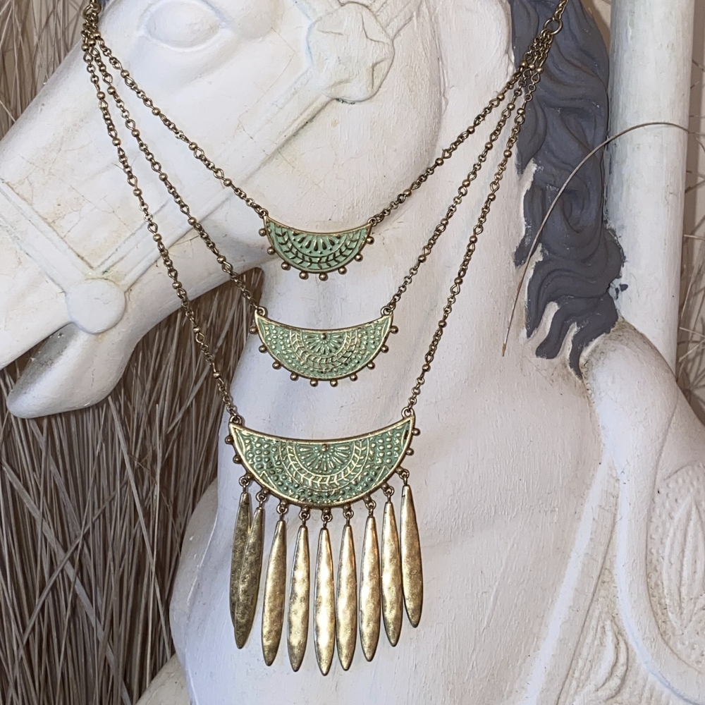 Lucky Brand Gold and Mint Layered Necklace